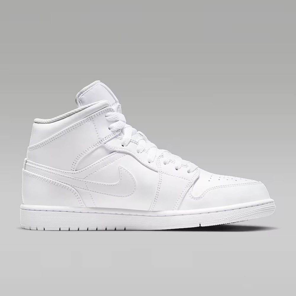 Nike Air Jordan 1 Mid Triple White Mens 8.5